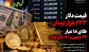 دلار ۲۳۳ هزار تومان شد؛ سکه امامی به ۲۴۱.۵ میلیون رسید