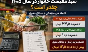 سبد معیشت خانوار در سال ۱۴۰۵ چقدر است؟ | فاصله هزینه زندگی با حداقل حقوق