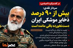 سردار نقدی: بیش از ۹۰ درصد موشک‌های ایران همچنان در دسترس است/ هنوز وارد جنگ نامتقارن نشده‌ایم