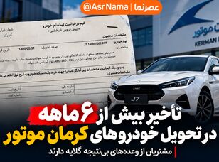 تأخیر بیش از ۶ ماهه در تحویل خودروهای کرمان موتور؛ مشتریان از وعده‌های بی‌نتیجه گلایه دارند