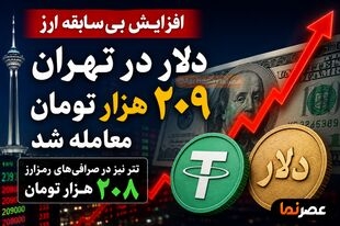 جهش کم‌سابقه قیمت ارز؛ دلار در تهران به ۲۰۹ هزار تومان رسید