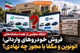 انتقاد مجلس از تعدد سامانه‌های فروش خودروهای وارداتی؛ اتونوین و مگفا با مجوز چه نهادی راه‌اندازی شده‌اند؟